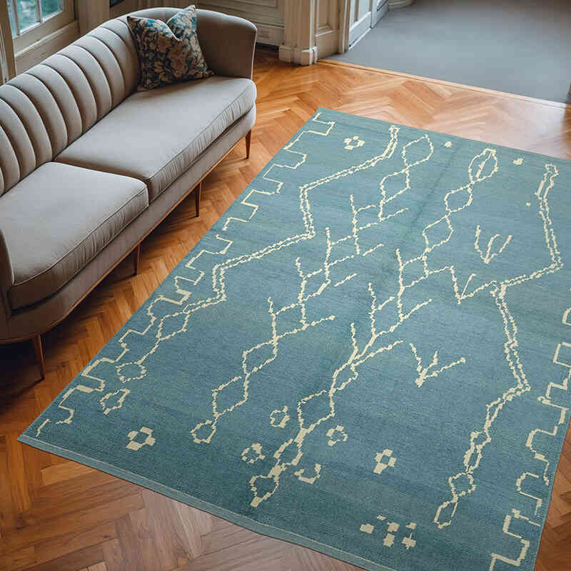 New Moroccan Style Hand-Knotted Tulu Rug - 6' 9" x 9' 5" (81" x 113") - K0057499