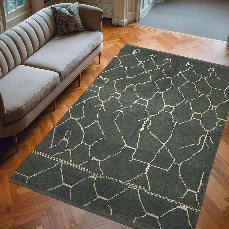 New Moroccan Style Hand-Knotted Tulu Rug - 6' 1" x 8' 11" (73" x 107") - K0057507