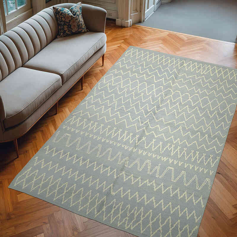 New Moroccan Style Hand-Knotted Tulu Rug - 6' 3" x 9' 6" (75" x 114") - K0057510
