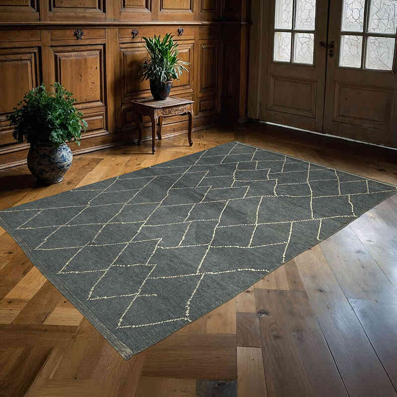 New Moroccan Style Hand-Knotted Tulu Rug - 5' 4" x 7' 9" (64" x 93") - K0057547