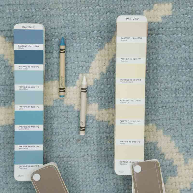 Azul claro Nueva alfombra de corredor de estilo marroquí - 90 cm x 436 cm - K0057557