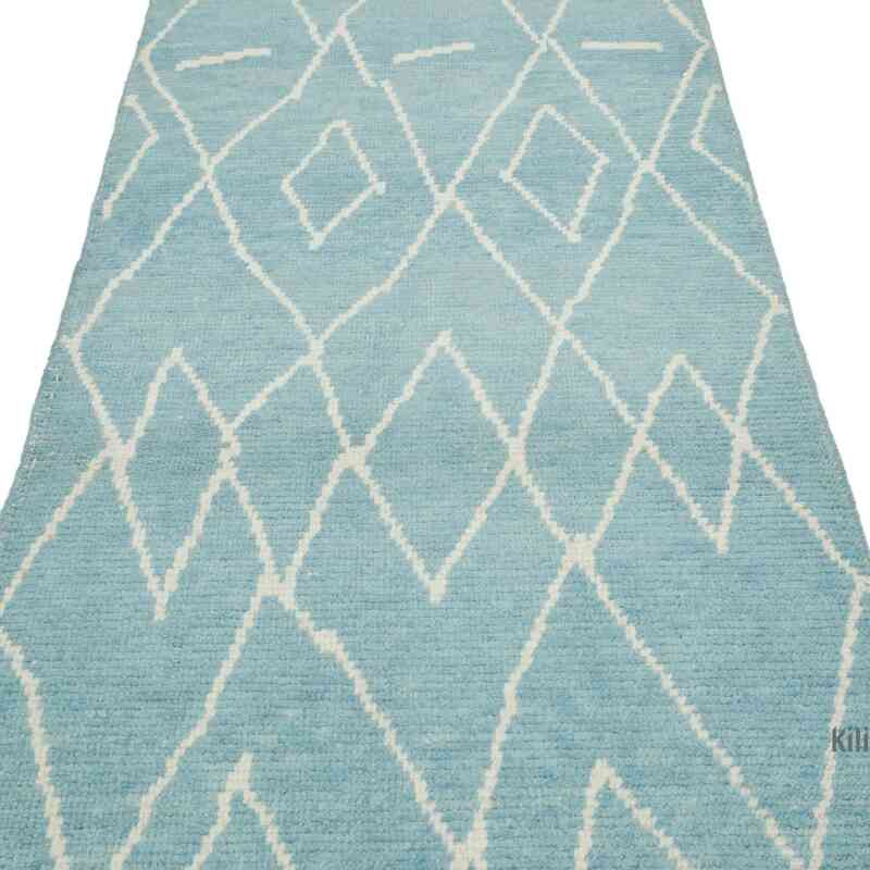 Turquesa Nueva alfombra de corredor de estilo marroquí - 90 cm x 445 cm - K0057565