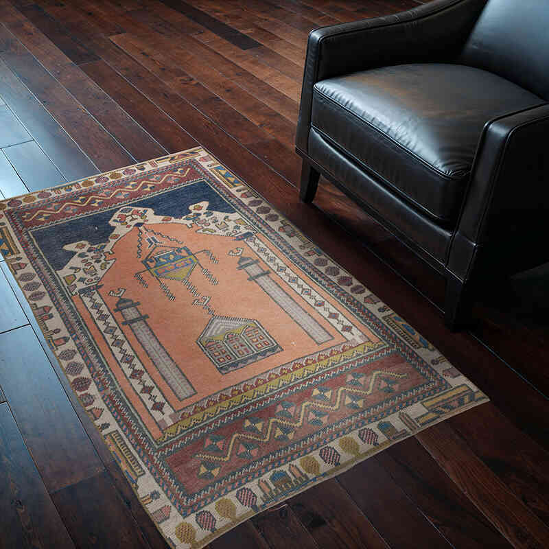 Alfombra Vintage Turca Anudada a Mano - 86 cm x 132 cm - K0057764