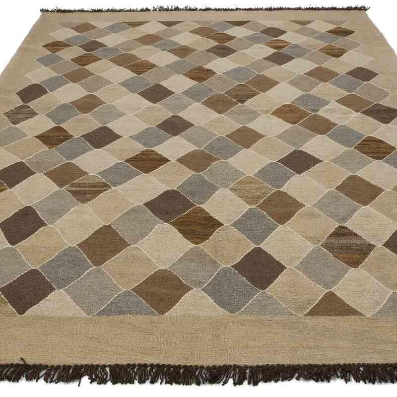 Kahverengi Yeni Kök Boya El Dokuma Kilim - 171 cm x 247 cm - K0058126
