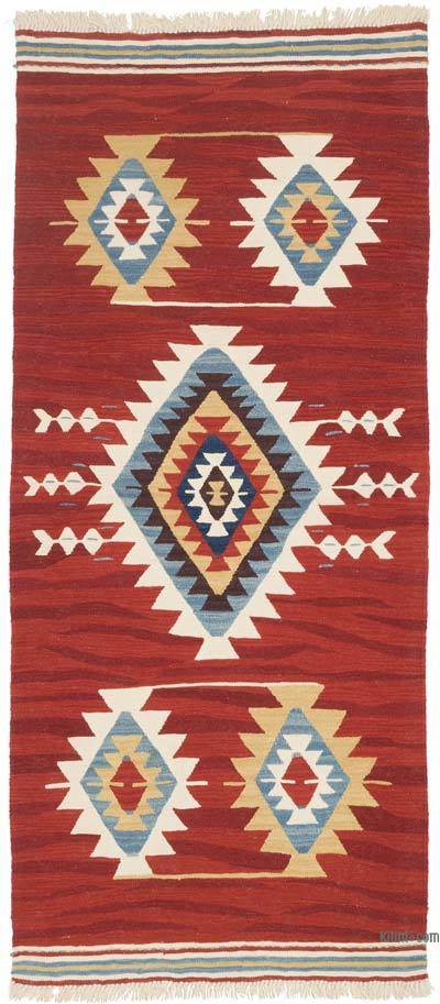 Rojo Corredor Nueva Alfombra Turca Kilim - 95 cm x 220 cm