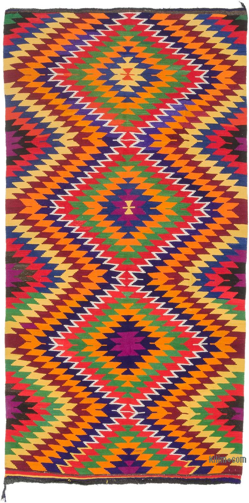 Multicolor Vintage Manisa Kilim Runner - 5' 9" x 11' 1" (69" x 133") - K0058133