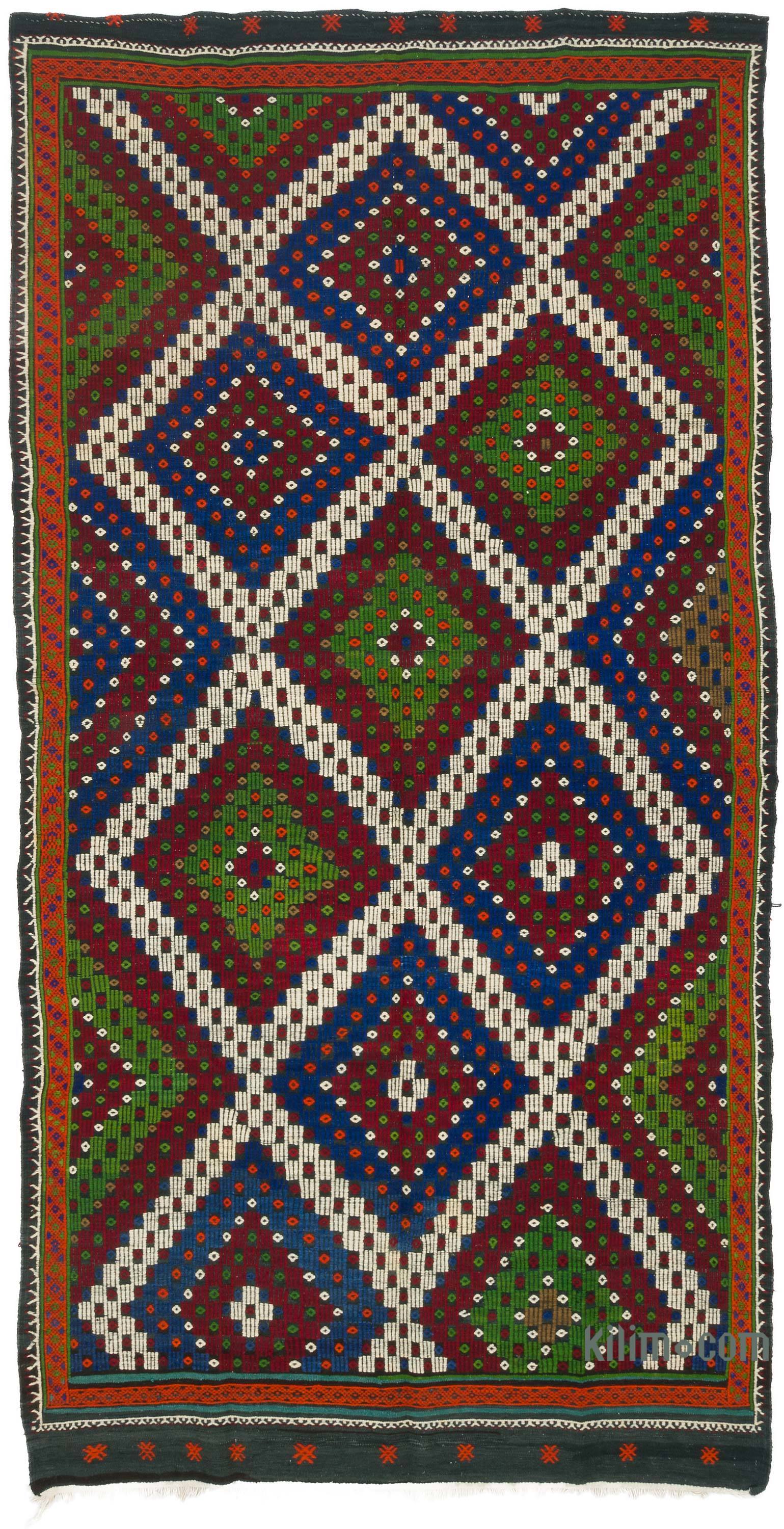 Wonderful Carpet Cross-stitch Old Antique Rug Kilim Embroidery