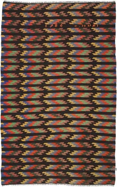 Multicolor Vintage Afyon Kilim Rug - 6' 7" x 10' 4" (79" x 124")