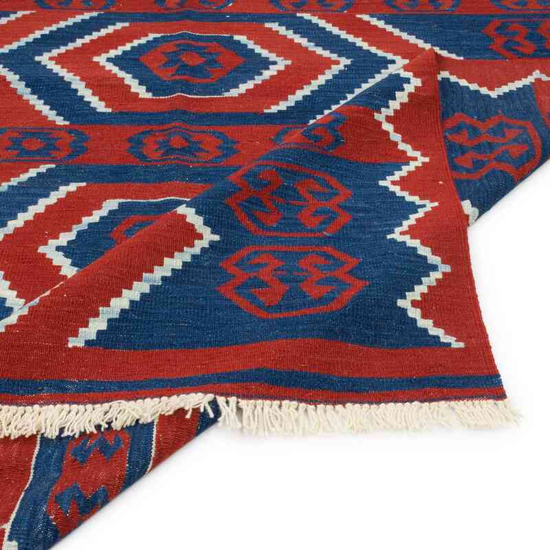 Azul Oscuro, Rojo Nueva Alfombra Turca Kilim - 185 cm x 250 cm - K0058150