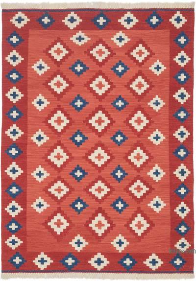 Red New Handwoven Turkish Kilim Rug - 4' 3" x 5' 10" (51" x 70")