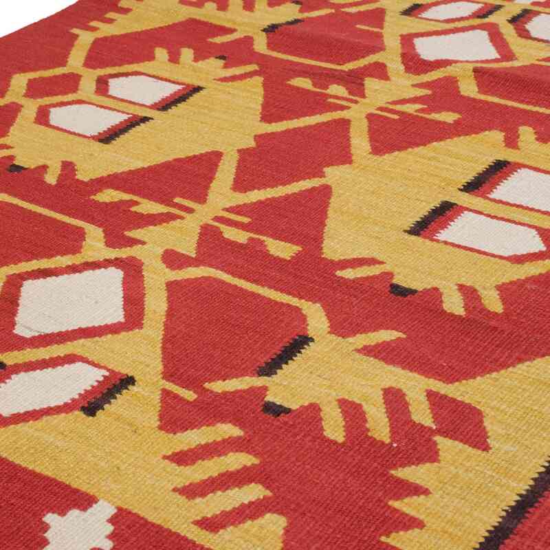 Rojo, Amarillo Corredor Nueva Alfombra Turca Kilim - 85 cm x 298 cm - K0058154