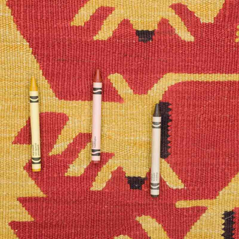 Rojo, Amarillo Corredor Nueva Alfombra Turca Kilim - 85 cm x 298 cm - K0058154