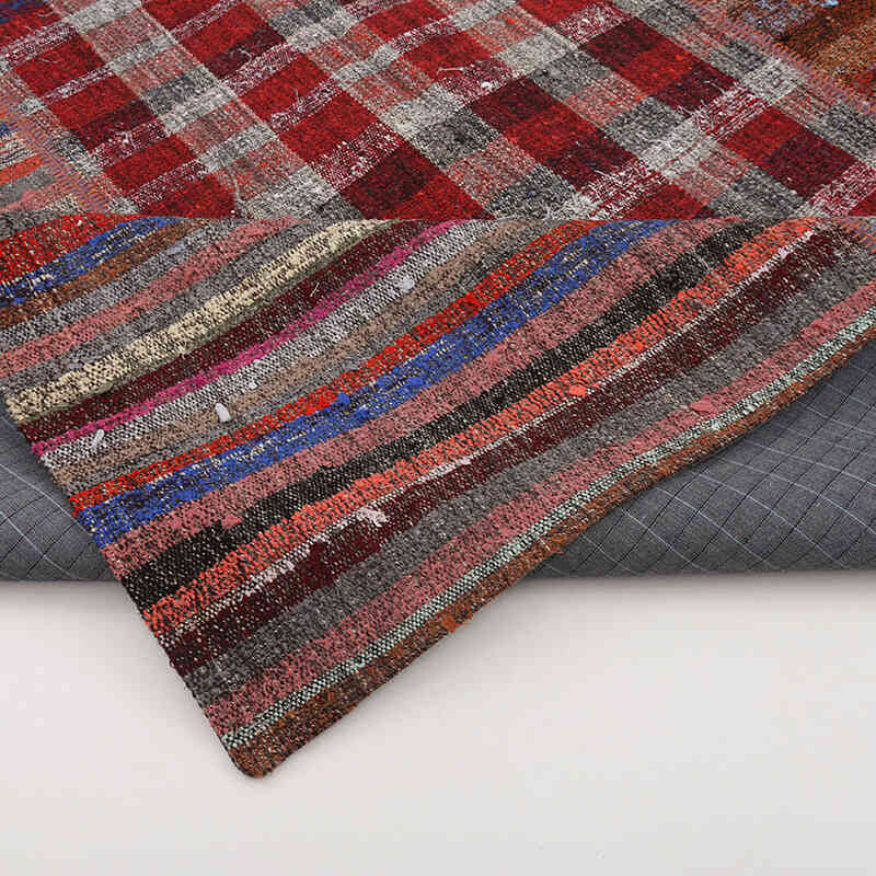 Red Patchwork Kilim Rug - 6' 8" x 9' 7" (80" x 115") - K0058215