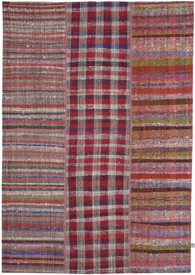 Kırmızı Anadolu Çaput Patchwork Kilim - 203 cm x 291 cm