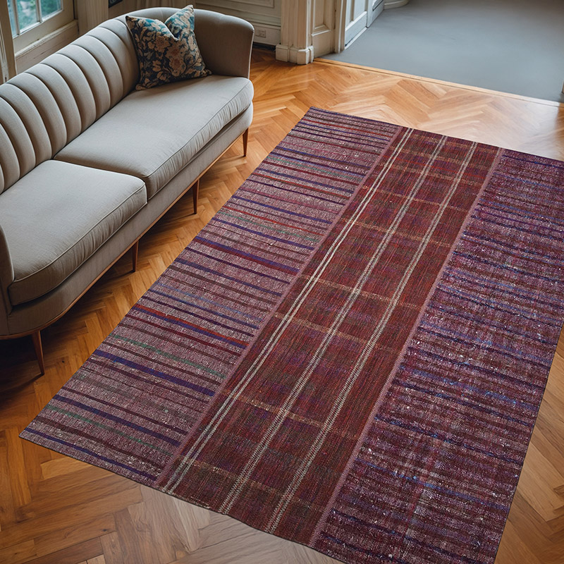 Kırmızı Anadolu Çaput Patchwork Kilim - 205 cm x 300 cm - K0058217