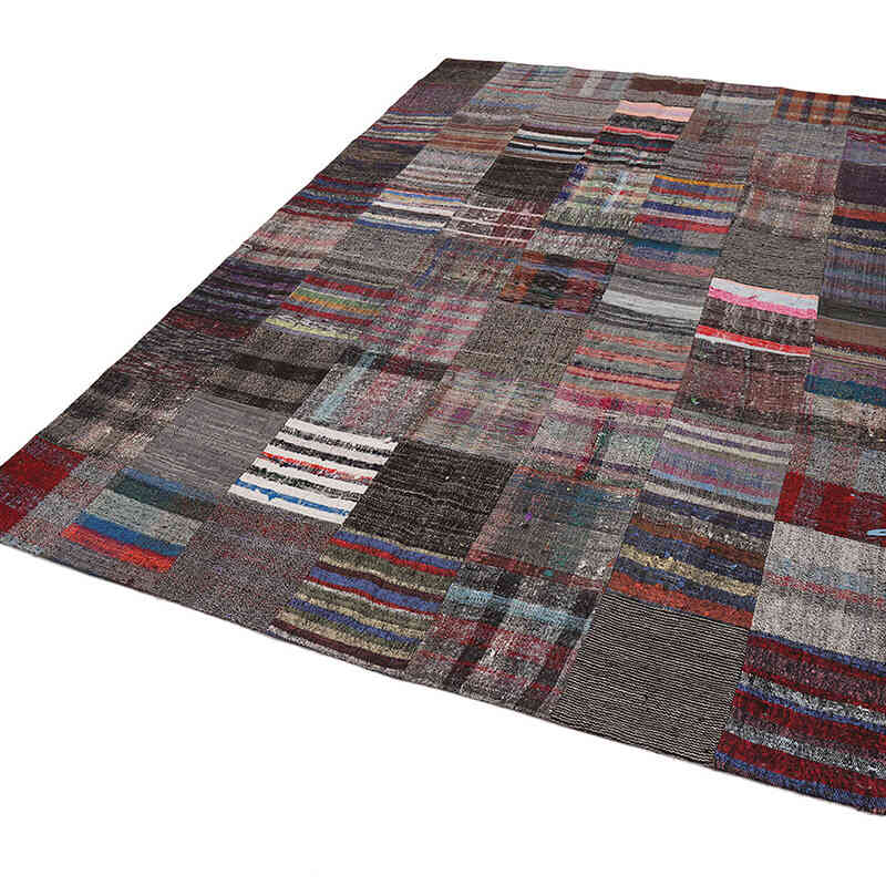 Gri Anadolu Çaput Patchwork Kilim - 206 cm x 296 cm - K0058222