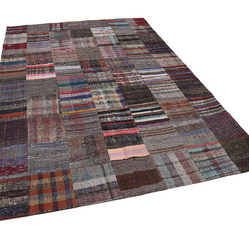 Gri Anadolu Çaput Patchwork Kilim - 206 cm x 296 cm - K0058222
