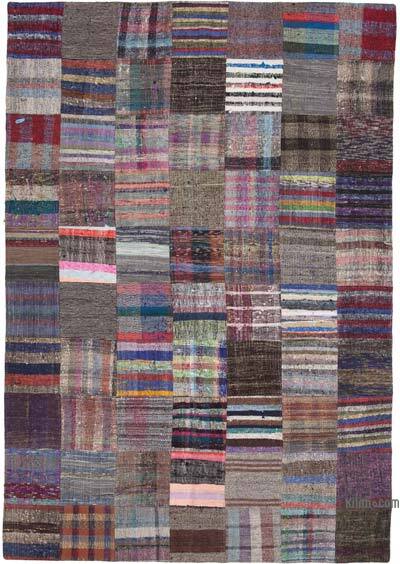 Gri Anadolu Çaput Patchwork Kilim - 206 cm x 296 cm