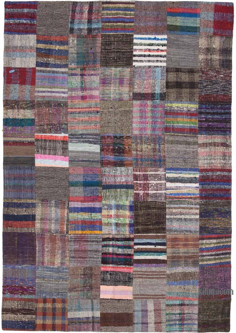 Gri Anadolu Çaput Patchwork Kilim - 206 cm x 296 cm - K0058222