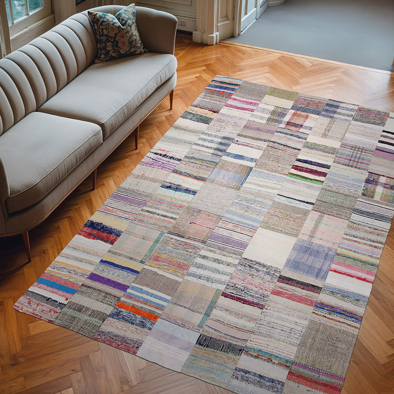 Multicolor Patchwork Kilim Rug - 6' 7" x 9' 10" (79" x 118") - K0058231