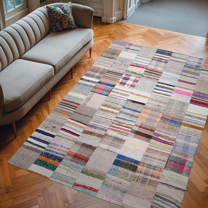 Multicolor Patchwork Kilim Rug - 6' 7" x 9' 11" (79" x 119") - K0058233