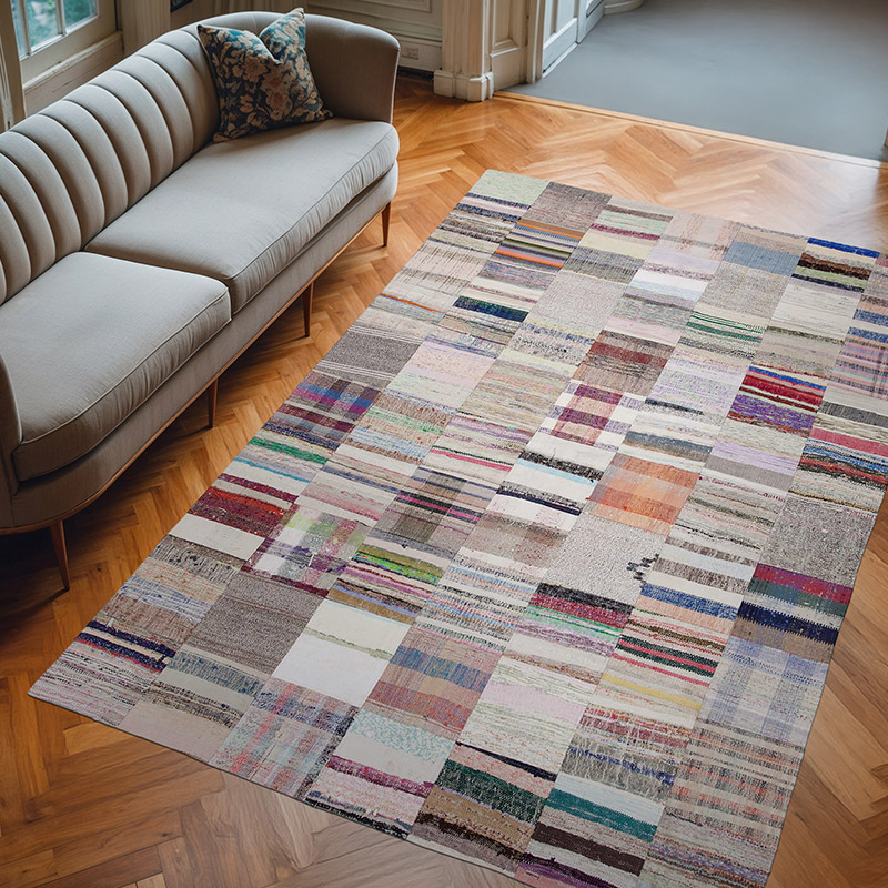 Multicolor Patchwork Kilim Rug - 6' 7" x 9' 11" (79" x 119") - K0058234