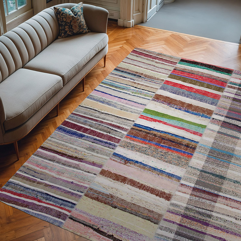 Bej Anadolu Çaput Patchwork Kilim - 245 cm x 302 cm - K0058241