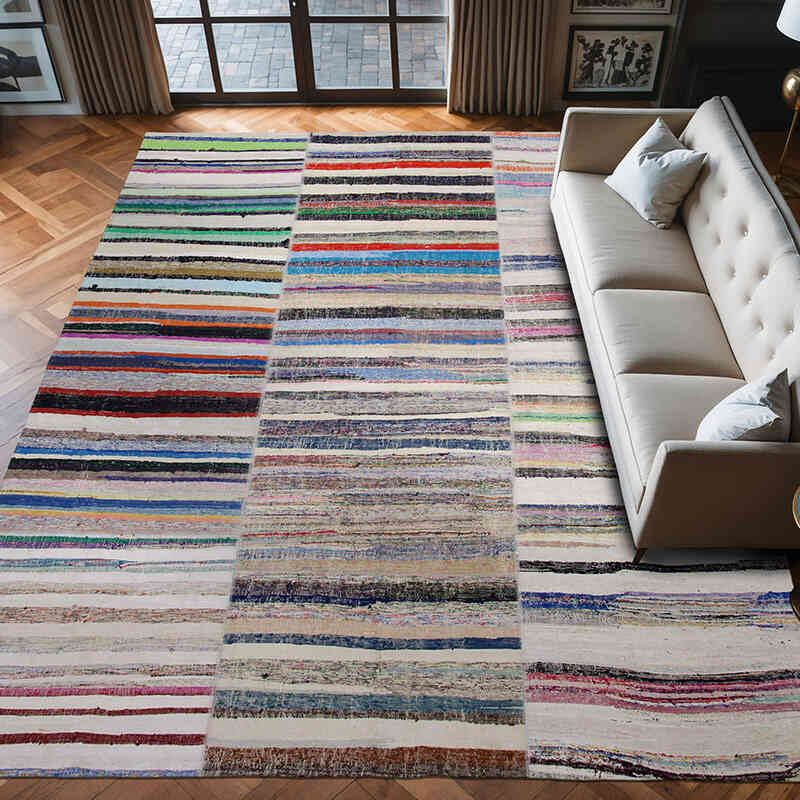 Multicolor Alfombra Kilim De Retazos - 296 cm x 402 cm - K0058252