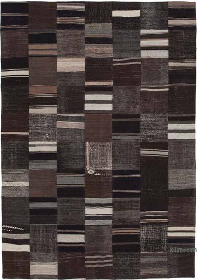 Brown Patchwork Kilim Rug - 6' 11" x 9' 11" (83" x 119")