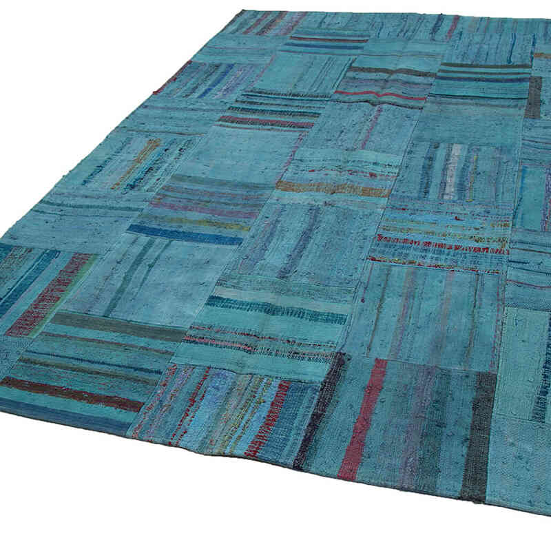 Aqua Patchwork Kilim Rug - 6' 8" x 10' 1" (80" x 121") - K0058353