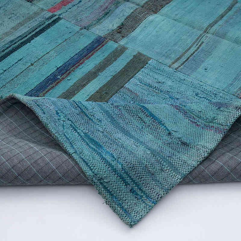 Aqua Patchwork Kilim Rug - 6' 8" x 10' 1" (80" x 121") - K0058353