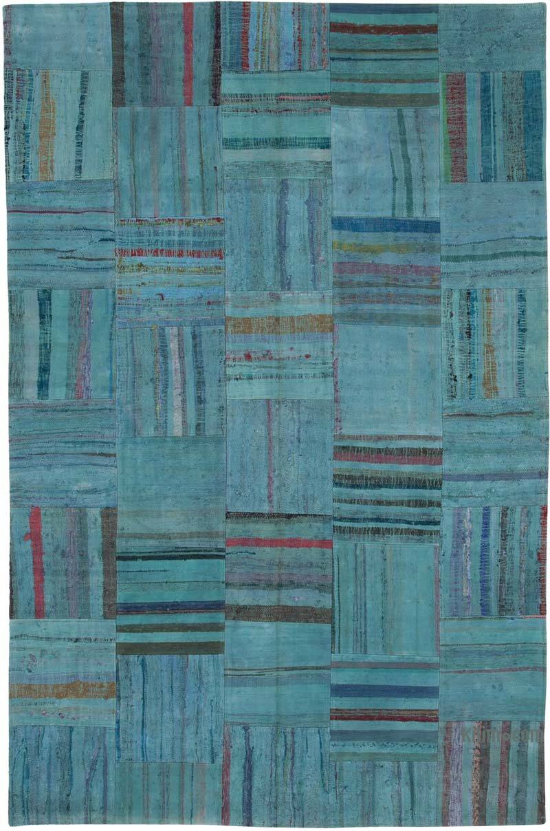 Aqua Patchwork Kilim Rug - 6' 8" x 10' 1" (80" x 121") - K0058353