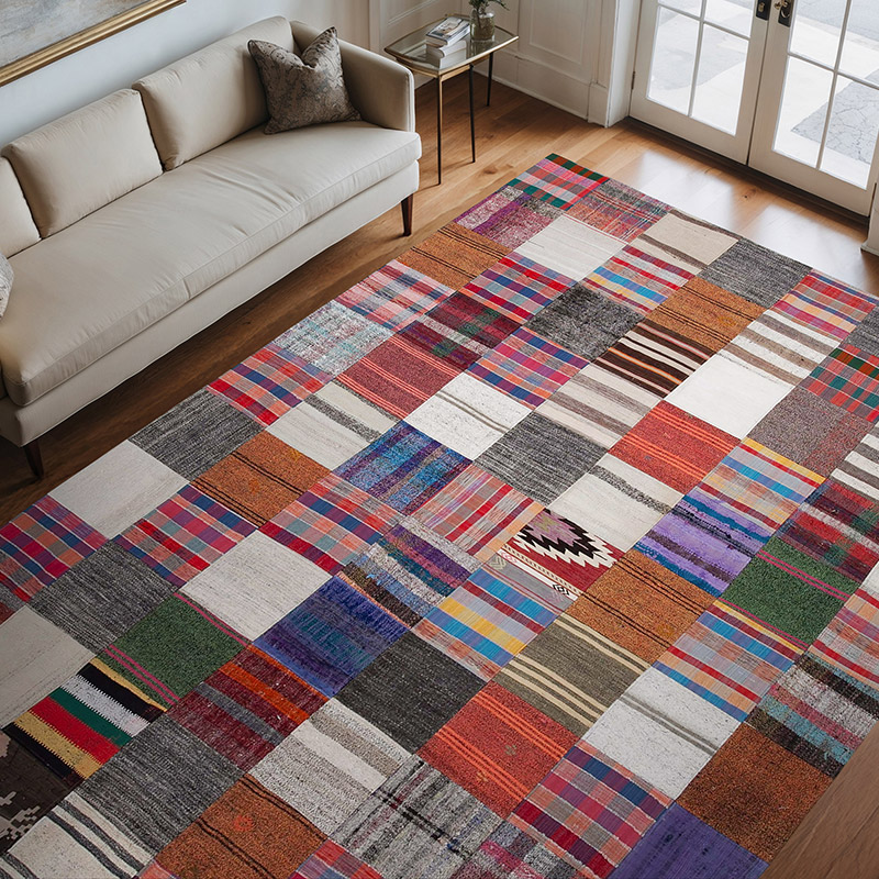 Patchwork Kilim Rug - 7' 10" x 10' 9" (94" x 129") - K0058487
