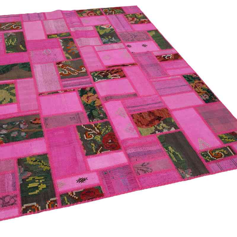 Pink Patchwork Kilim Rug - 5' 7" x 7' 9" (67" x 93") - K0058494