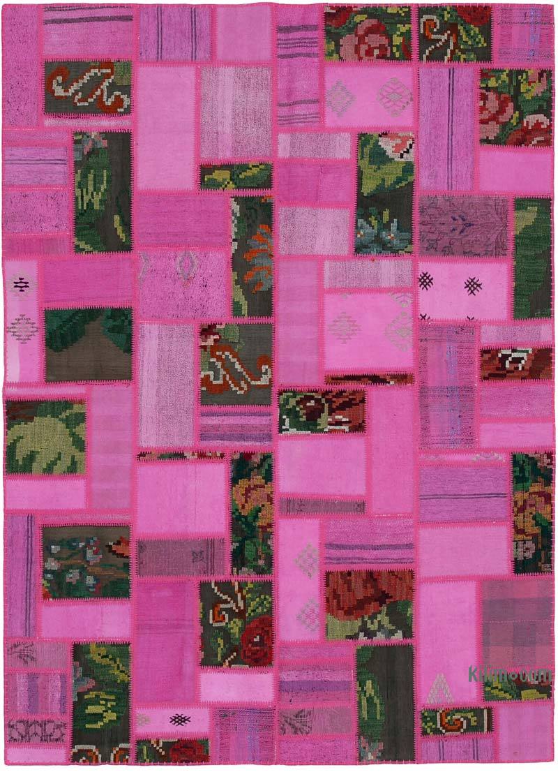 Pink Patchwork Kilim Rug - 5' 7" x 7' 9" (67" x 93") - K0058494