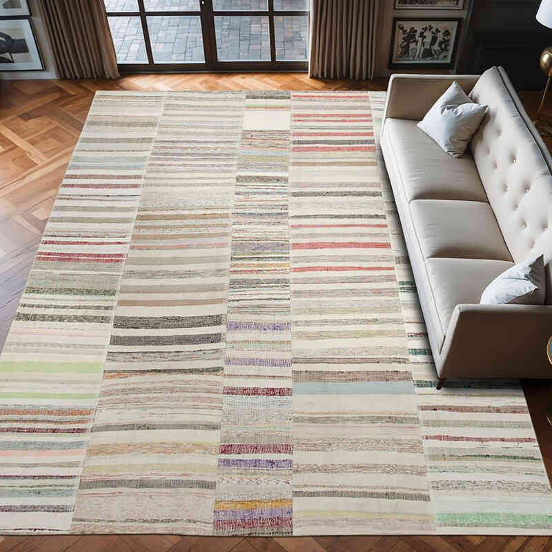 Çok Renkli Anadolu Çaput Patchwork Kilim - 285 cm x 410 cm - K0058533