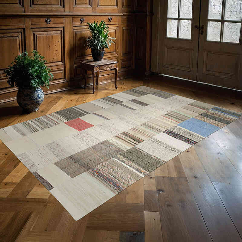 Multicolor Alfombra Kilim De Retazos - 170 cm x 260 cm - K0058535
