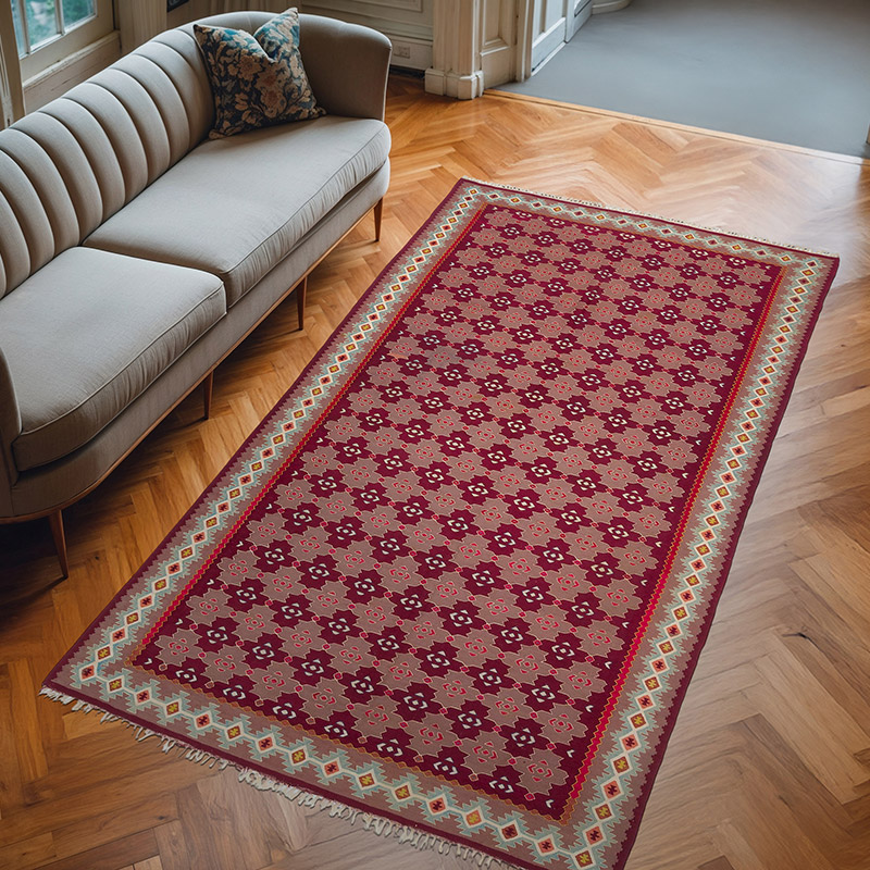 Vintage Manastir Kilim Rug - 5' 8" x 9' 10" (68" x 118") - K0059205