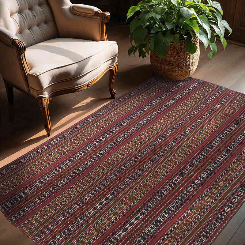 Vintage Turkish Flatweave Rug - 4' 7" x 5' 11" (55" x 71") - K0059241