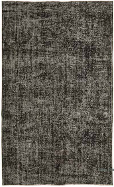Black Over-dyed Vintage Hand-Knotted Turkish Rug - 6' 1" x 9' 9" (73" x 117")