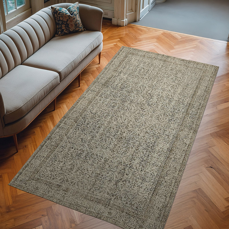 Gray Over-dyed Vintage Hand-Knotted Turkish Rug - 4' 11" x 8' 11" (59" x 107") - K0059273