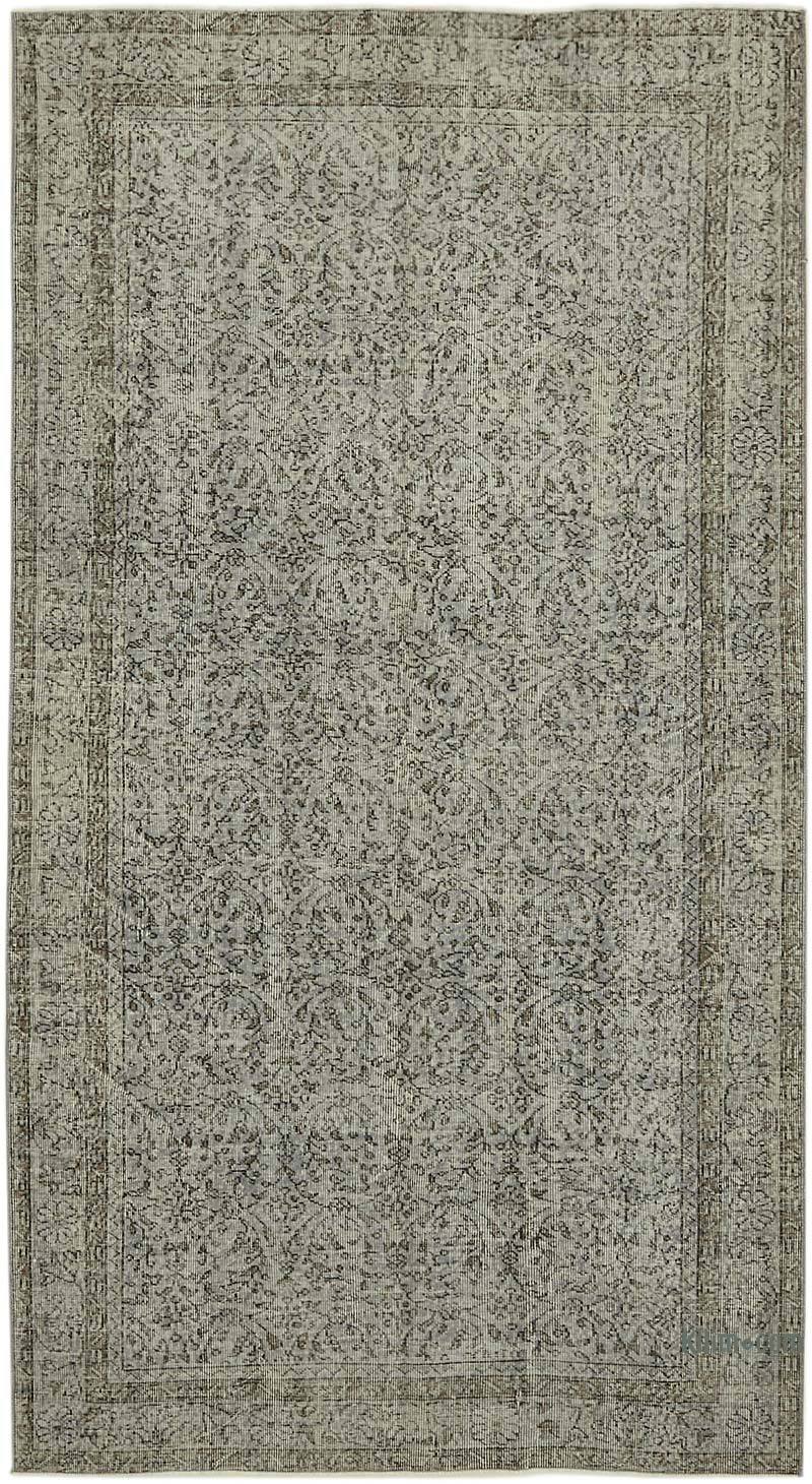 Grey Over-dyed Vintage Hand-Knotted Turkish Rug - 4' 11" x 8' 11" (59" x 107") - K0059273