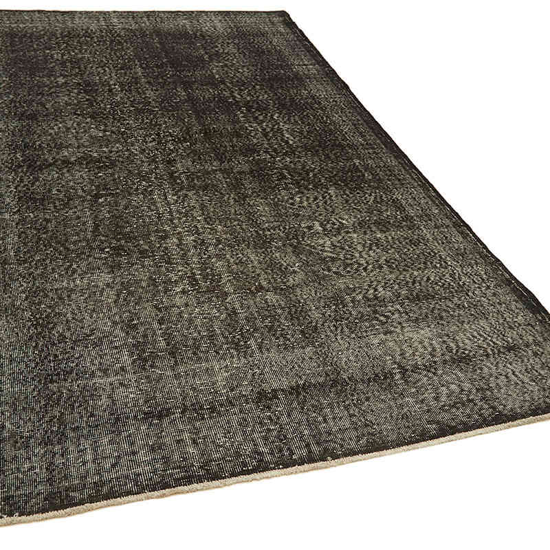 Black Over-dyed Vintage Hand-Knotted Turkish Rug - 5' 6" x 9' 9" (66" x 117") - K0059278