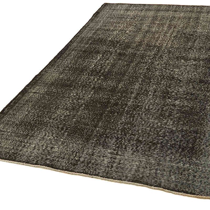 Black Over-dyed Vintage Hand-Knotted Turkish Rug - 5' 6" x 9' 9" (66" x 117") - K0059278