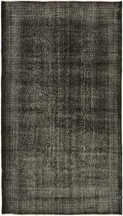 Black Over-dyed Vintage Hand-Knotted Turkish Rug - 5' 6" x 9' 9" (66" x 117")