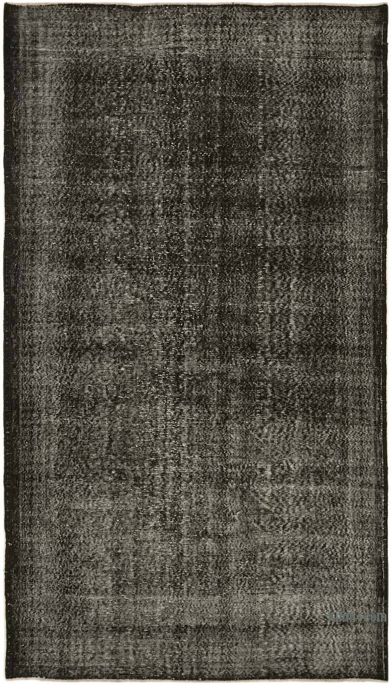 Black Over-dyed Vintage Hand-Knotted Turkish Rug - 5' 6" x 9' 9" (66" x 117") - K0059278