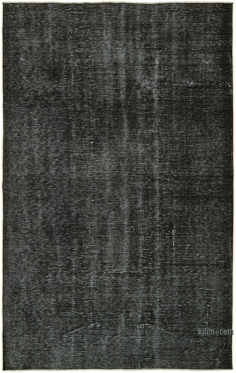 Negro Alfombra Turca Vintage Sobre-teñida - 158 cm x 252 cm - K0059281