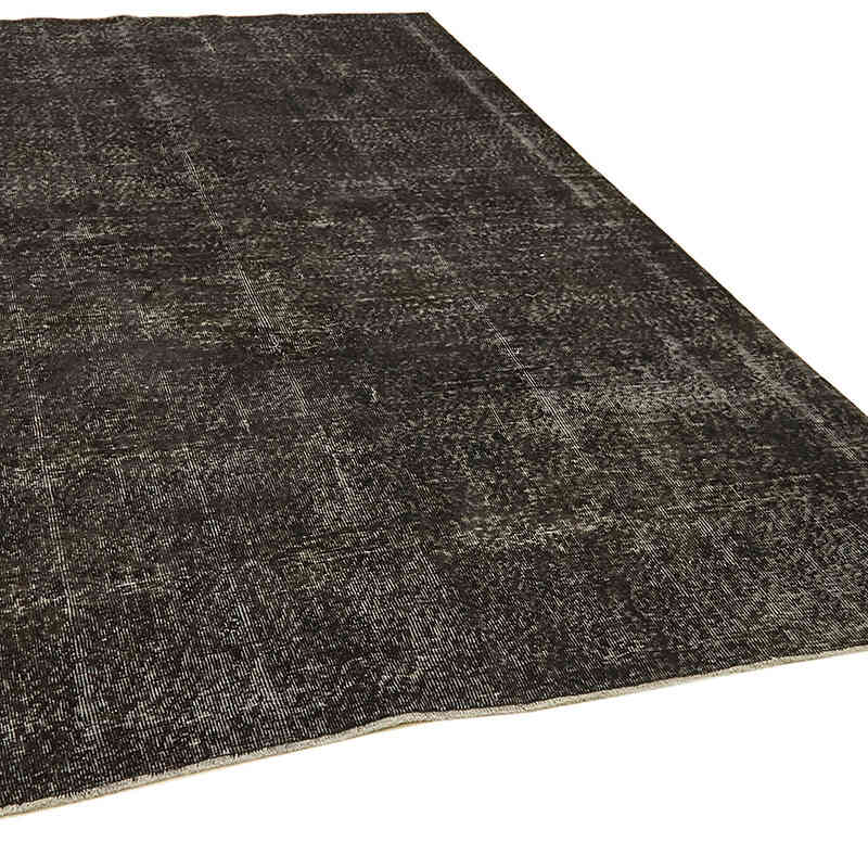 Black Over-dyed Vintage Hand-Knotted Turkish Rug - 6' 3" x 9' 9" (75" x 117") - K0059291