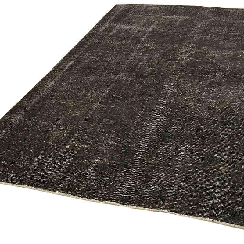 Black Over-dyed Vintage Hand-Knotted Turkish Rug - 6' 3" x 9' 9" (75" x 117") - K0059291