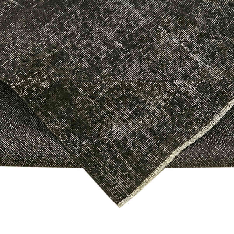 Black Over-dyed Vintage Hand-Knotted Turkish Rug - 6' 3" x 9' 9" (75" x 117") - K0059291